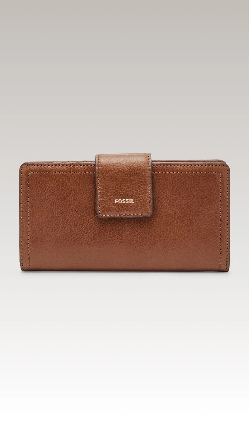 Fossil カードケース マディソン プリント マルチファンクション ブラウン プレゼント用【FOSSIL】カードケース マディソン クラッチ ブラウン